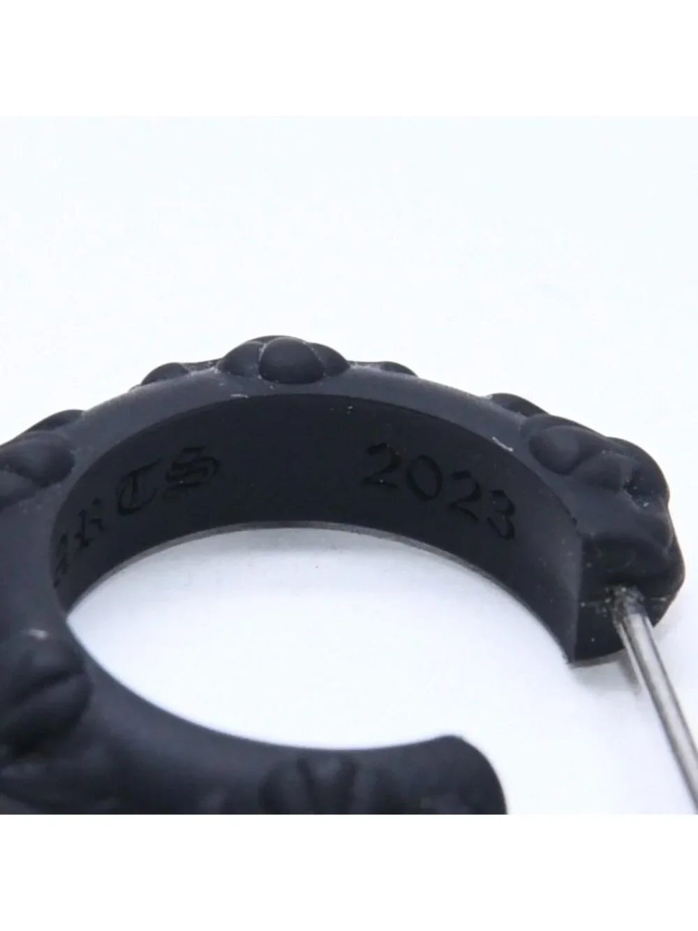 Chrome Hearts Rubber Hoop Cross Small Band Silicon Earrings Black